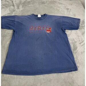 Vintage 90s Cleveland Indians Short Sleeve T Shirt Men's Size Large Blue